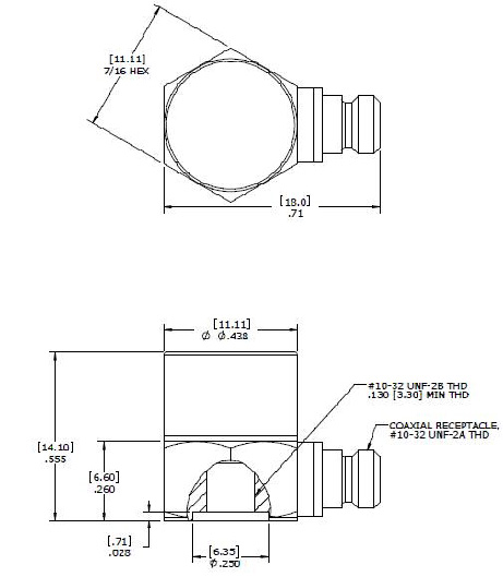 Piezoelectric accelerometer charge pattern PE-6112P-10