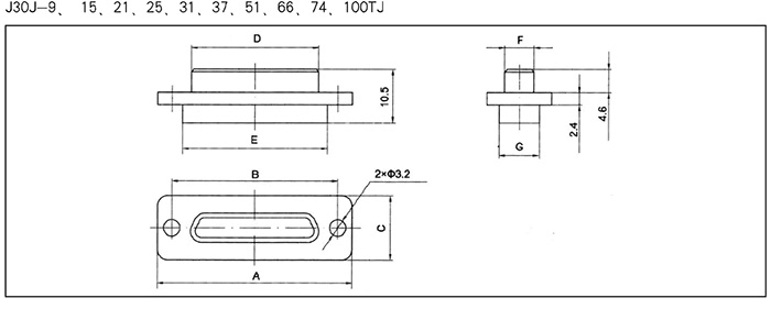 Conector elétrico retangular série J30J
